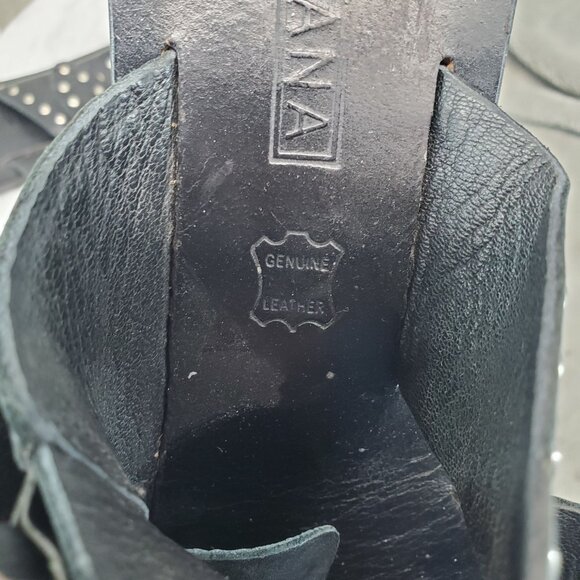 Sol Sana Shoes Womens Size EU 39 US 8.5 Black Leather Slip On Studded Sandals - Picture 10 of 11